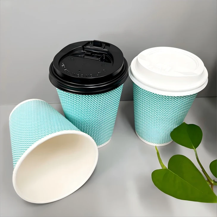 10oz Corrugated Paper Hot Cup - Insulated For Coffee Tea Ø90