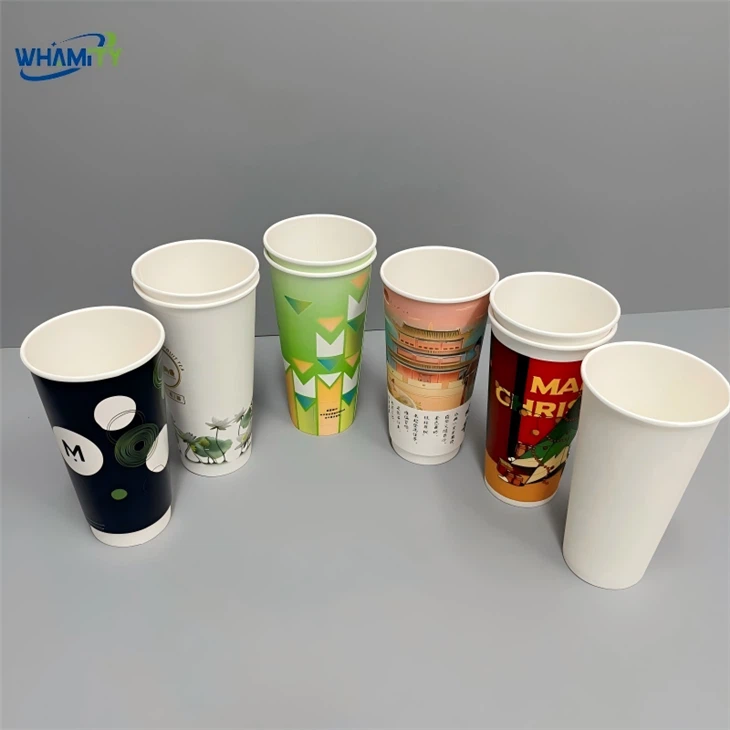 22oz Paper Cold Hot Cups - Disposable Beverage Cups Single Double Wall Ø90